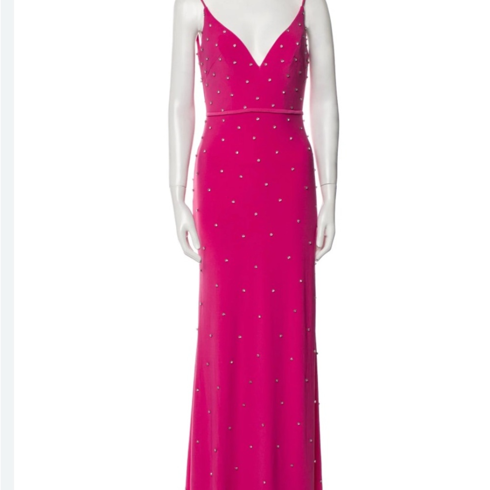 Mac Duggal Pink Rhinestone Embellished Sleeveless V-Neck Gown - Picture 11 of 11